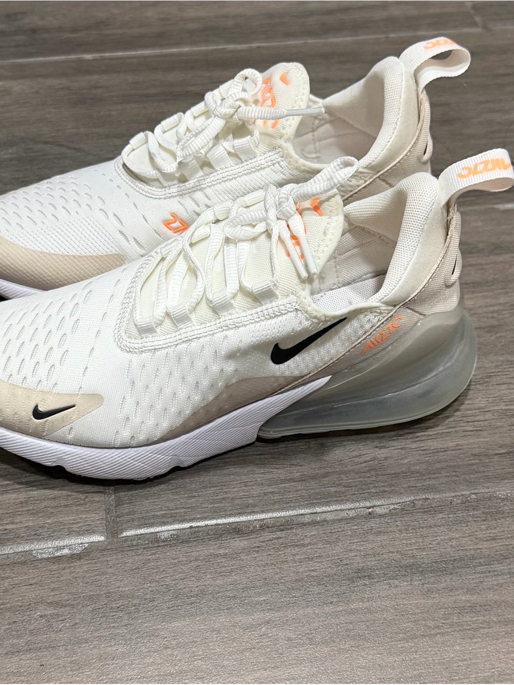 Nike Air Max 270 Off-White/Black with Soft Orange Accents